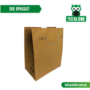 COD: BPKASA17 - BOLSA DE PAPEL CON ASA COLOR CAFÉ KRAFT No. 1/7 REFORZADO MEDIDAS 30CM X 36CM.