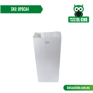 COD: BPBCA4 - BOLSA DE PAPEL BLANCO No. 4 - PAQ. CON 100 PZAS