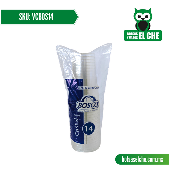 COD: VCBOS14 - VASO TRANSPARENTE DE 14 ONZAS - CRISTAL BOSCO - PAQUETE: 20 PZAS