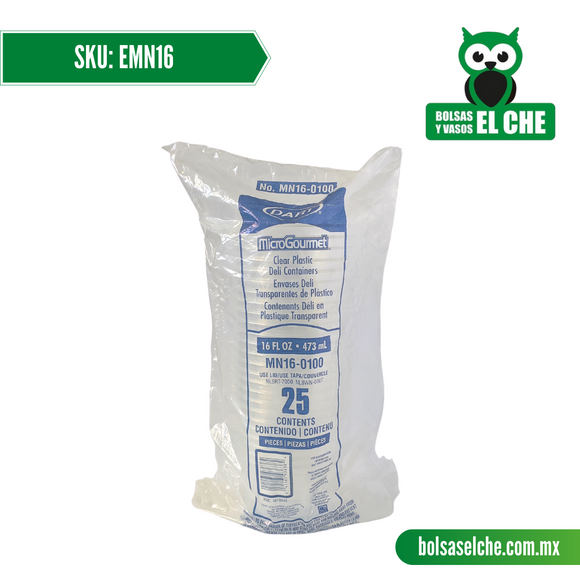 COD: EMN16 - ENVASE MN No. 16 TRANSPARENTE - MARCA SOLOCUP - PAQ. CON 25 PZAS.