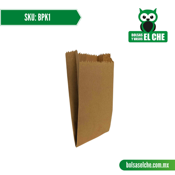 COD: BPK1 - BOLSA DE PAPEL COLOR CAFÉ KRAFT N. 1 - PAQ. CON 100 PZAS