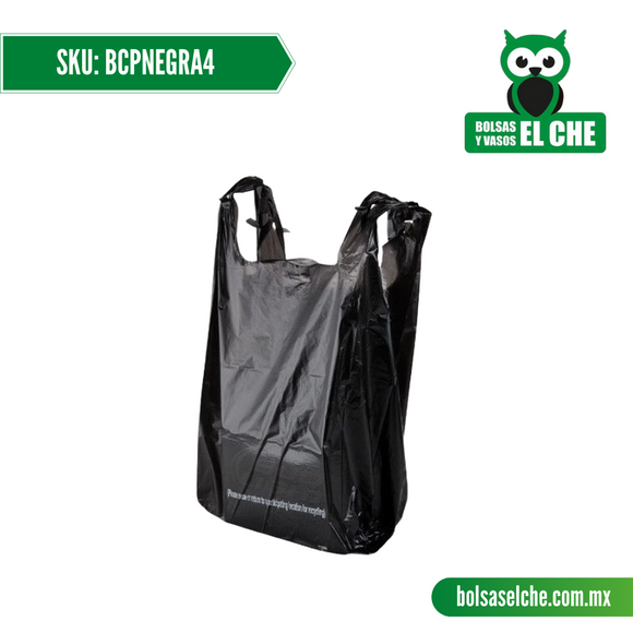 COD: BCPNEGRA4 - BOLSA TIPO CAMISETA PLASTICA COLOR NEGRO No. 4 - CONT. 1 KG