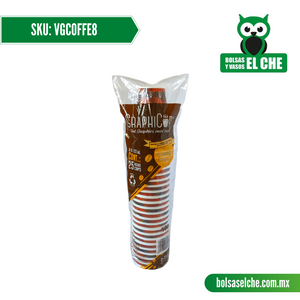 COD: VGCOFFE8 - VASO TERMICO PARA CAFÉ DE 8 ONZAS - GRAPHI COFFE - PAQ. CON 25 PZAS.