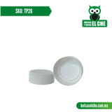 COD: TP26 - TAPA PARA BOTELLAS PET DE 237ML, 1/2 LITRO Y 1 LITRO - DIAMETRO 26MM - PAQUETE: 40 PZAS