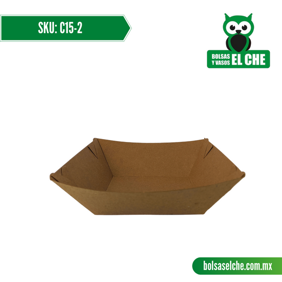 COD: C15-2 - CHAROLA - CARTON - COLOR CAFÉ No.2 MEDIDAS 10CM X 10CM X 5CM - PAQ. CON 25 PZAS