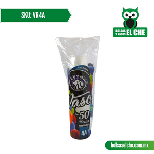 COD: VR4A - VASO TRANSPARENTE No. 4-A - REYMA - PAQUETE: 50 PZAS