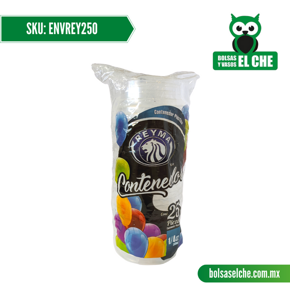 COD: ENVREY250 - ENVASE CAPACIDAD DE 1/4 LITRO ( 250ML ) PP - REYMA - PAQUETE: 25 PZAS