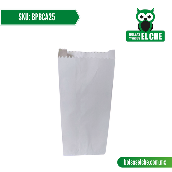 COD: BPBCA25 - BOLSA DE PAPEL BLANCO No. 25 - PAQ. CON 100 PZAS