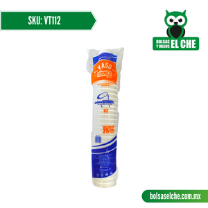 COD: VT112 - VASO TÉRMICO LISO COLOR BLANCO No. 112 - CONVERMEX - PAQUETE: 25 PZAS