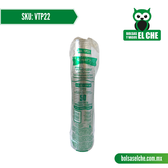 COD: VTP22 - VASO TRANSPARENTE DE 12 ONZAS - PAQUETE: 50 PZAS