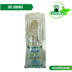 COD:KIBIOMIX - MIX DE CUBIERTOS DESECHABLES BIODEGRADABLES