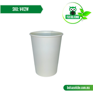 COD: V412W - VASO DE PAPEL No. 412W PARA CAFÉ - COLOR BLANCO - PAQUETE: 50 PZAS