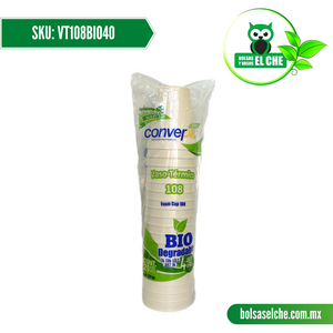 COD: VT108BIO40 - VASO TERMICO 108 - CONVERMEX - BIODEGRADABLE - PAQ.: 20 PIEZAS