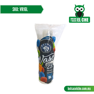 COD: VR16L - VASO TRANSPARENTE No. 16LG - REYMA - PAQUETE: 25 PZAS