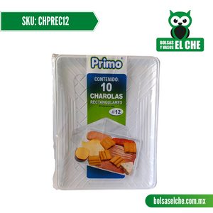 COD: CHPREC12 - CHAROLA RECTANGULAR No. 12 - PAQ. CON 10 PZS