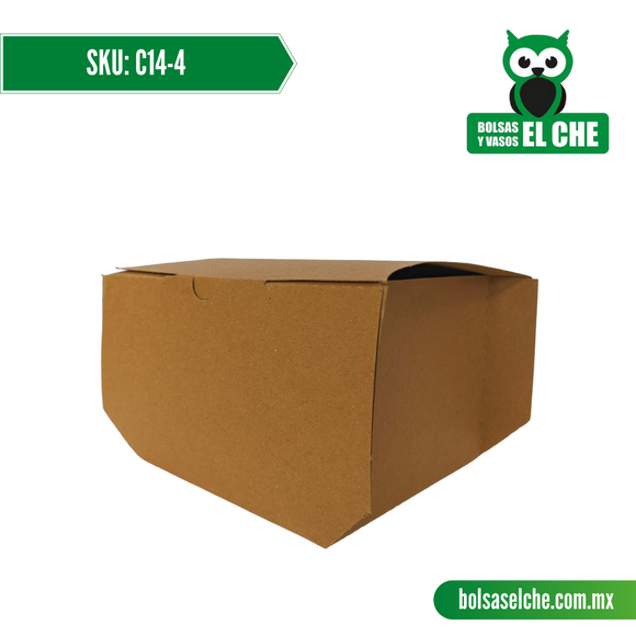 COD: C14-4 - CONTENEDOR MEDIANO MEDIDAS 13CM X 13CM X 10CM - CARTON - COLOR CAFÉ - PAQ. CON 25 PZAS