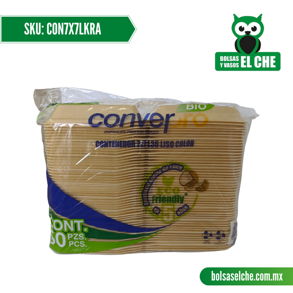 COD: CON7X7LKRA - CONTENEDOR BIODEGRADABLE LISO - MEDIDA 7CM X 7CM - MARCA CONVERMEX - PAQ. CON 50 PZS