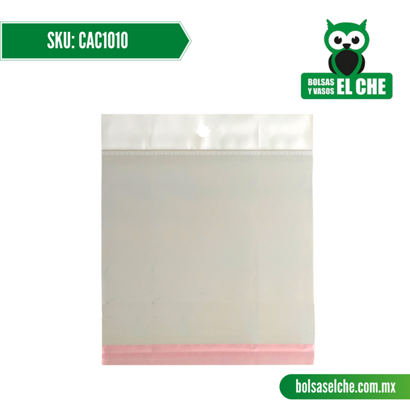 COD: CAC1010 - CELOFAN CON ADHESIVO Y CENEFA 10 CM X 10 CM PAQ. 100 PIEZAS