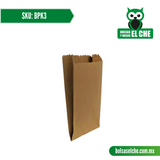 COD: BPK3 - BOLSA DE PAPEL COLOR CAFÉ KRAFT N. 3 - PAQ. CON 100 PZAS