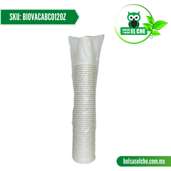 COD: BIOVACABCO12OZ - CONVERMEX - VASO PARA CAFÉ BLANCO 12 OZ - PAQ. CON 50 PZAS