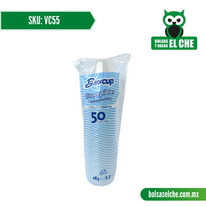 COD: VC55 - VASO TRANSPARENTE No. 5.5 - CONVERMEX - PAQUETE: 50 PZAS