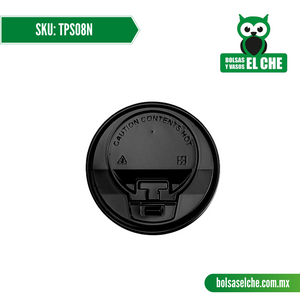 Codigo: TPS08N - Tapa para Vaso de 8 Onzas Color Negro - Paq 50 Pzas