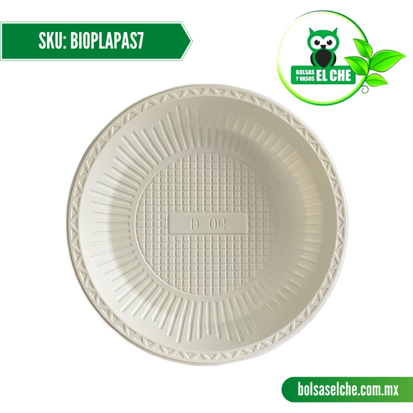 COD: BIOPLAPAS7 - PLATO PASTELERO BIODEGRADABLE No. 7 - PAQ. CON 250 PZAS.