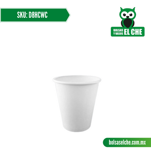 Codigo: D8HCWC - Vaso de Papel de 8 Onzas Color Blanco - Paq 50 Pzas