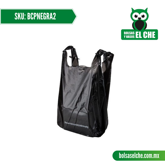 COD: BCPNEGRA2 - BOLSA TIPO CAMISETA PLASTICA COLOR NEGRO No. 2 - CONT. 1 KG