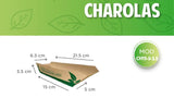 COD: CH15-5-3.5 - CHAROLA No. 6 MEDIDAS: 15CM LARGO X 5CM ANCHO X 3.5CM ALTO - ECOLOGICO - PAQ. CON 25 PZS